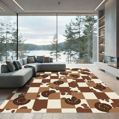 Chocolate Brown Checkerboard Tomato Slice Rug