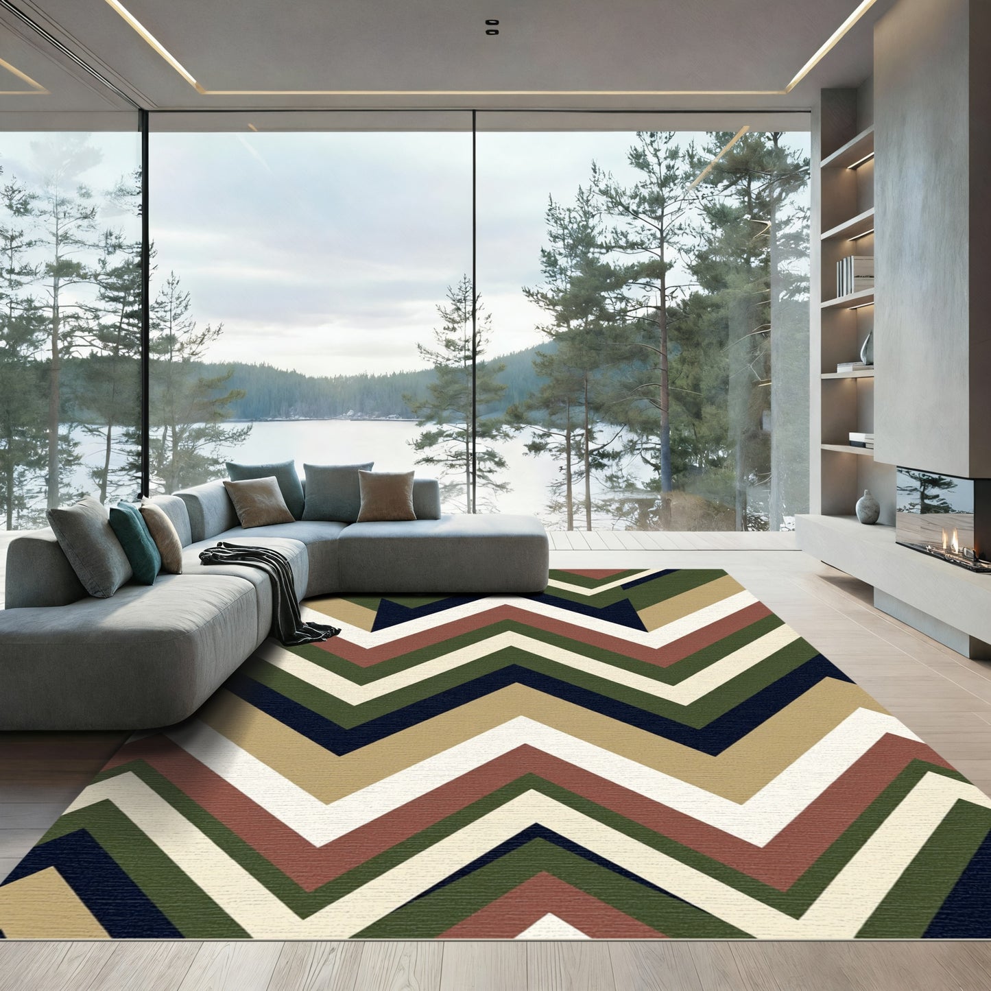 Earth Tones Chevron Zigzag Rug