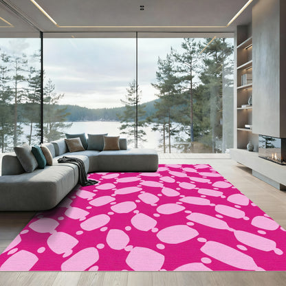 Pink Abstract Pebble Scatter Rug