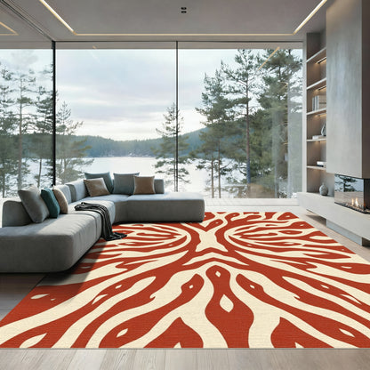 Crimson Organic Symmetrical Swirl Rug