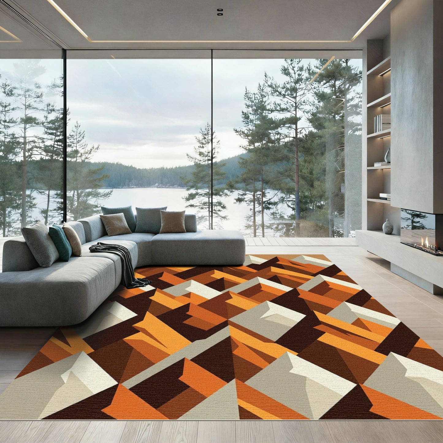 Geometric Mountain Peaks Rug