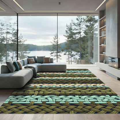 Woven Sage and Cream Braided Texture Rug