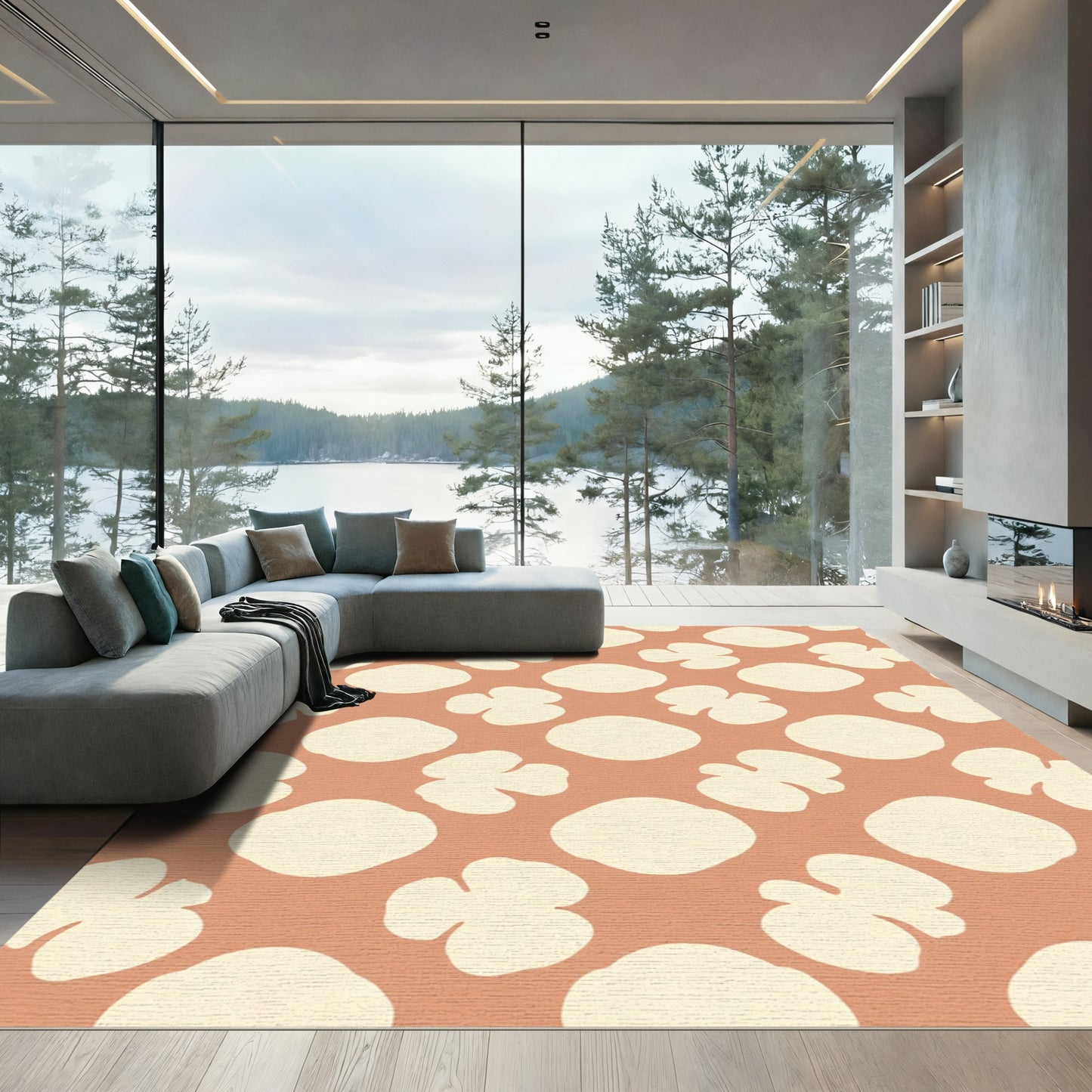 Crimson Clover Petal Geometric Rug