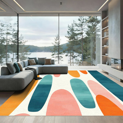 Abstract Teal Orange Pink Ovals Rug