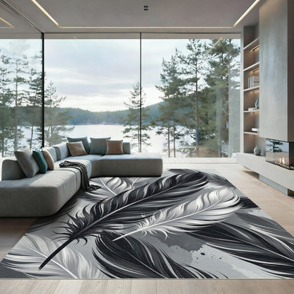 Monochromatic Feather Cluster Composition Rug