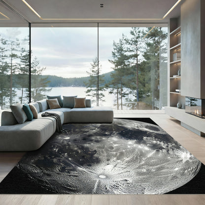 Ethereal Cosmic Lunar Crater Round Rug