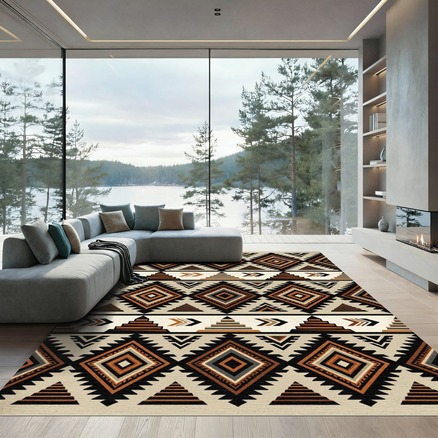 Tribal Geometric Diamond Stripe Rug