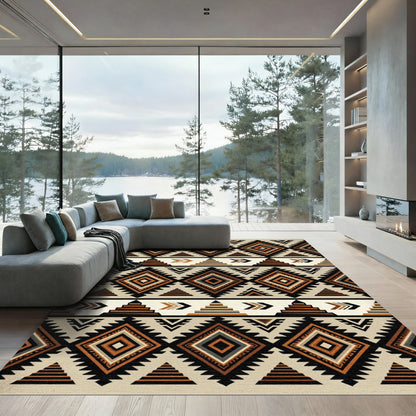 Tribal Geometric Diamond Stripe Rug