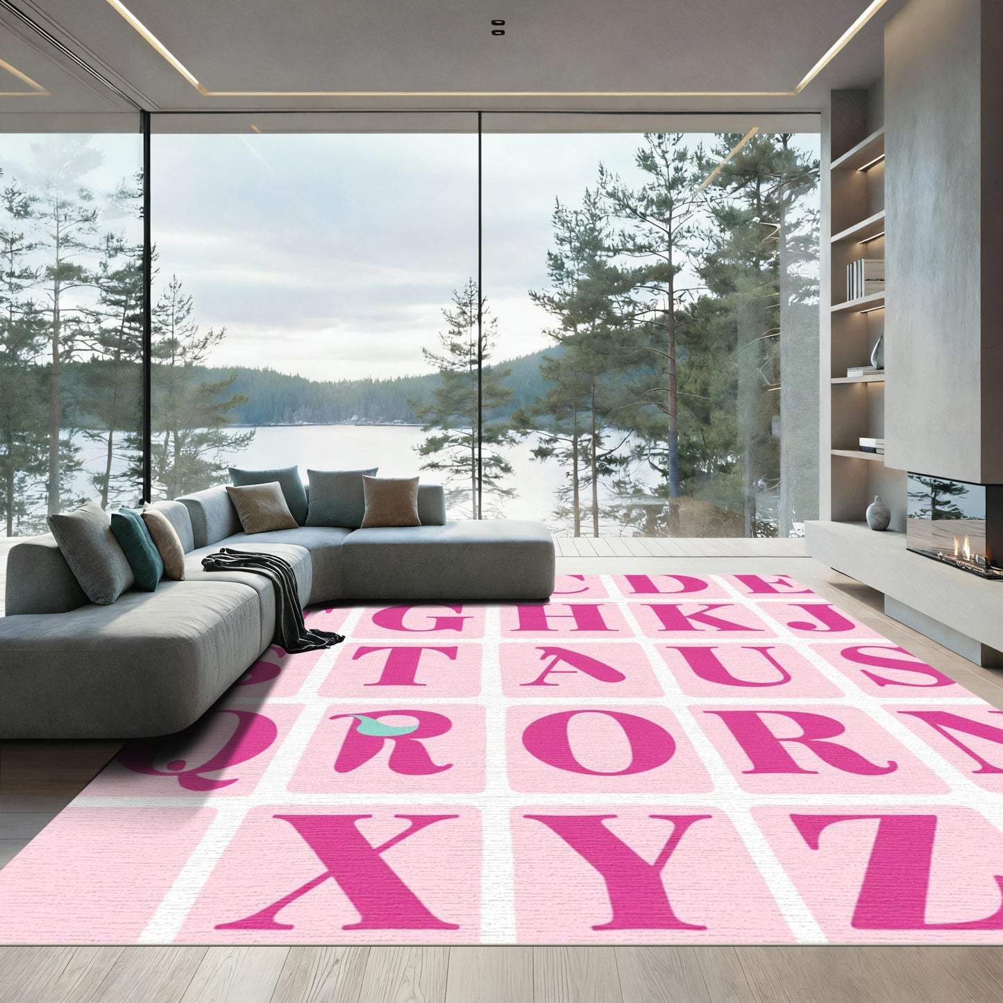 Pink Alphabet Block Rug