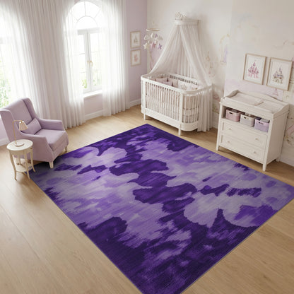 Fluid Purple Watercolor Abstract Rug