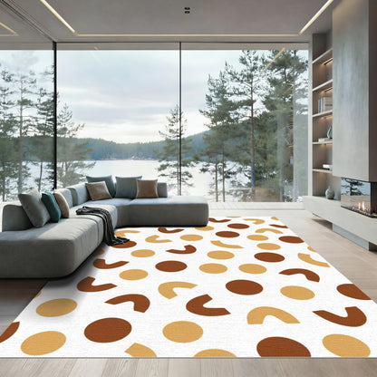 Retro Circles Arches Brown Gold Rug