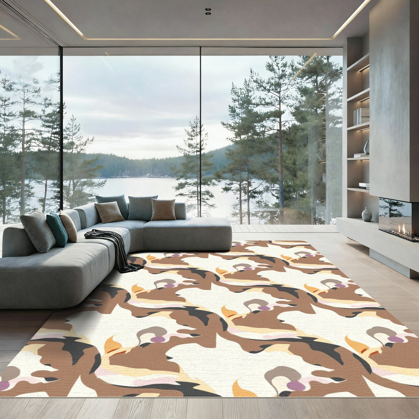 Earthy Tones Abstract Organic Flow Rug
