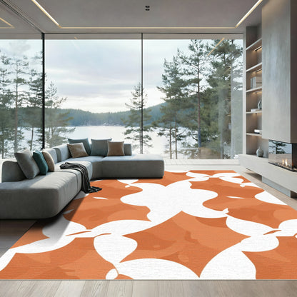 Crimson Abstract Floral Overlay Rug