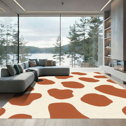 Cream Tan Spotted Organic Shapes Rug