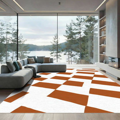 Terracotta White Checkered Accordion Rug