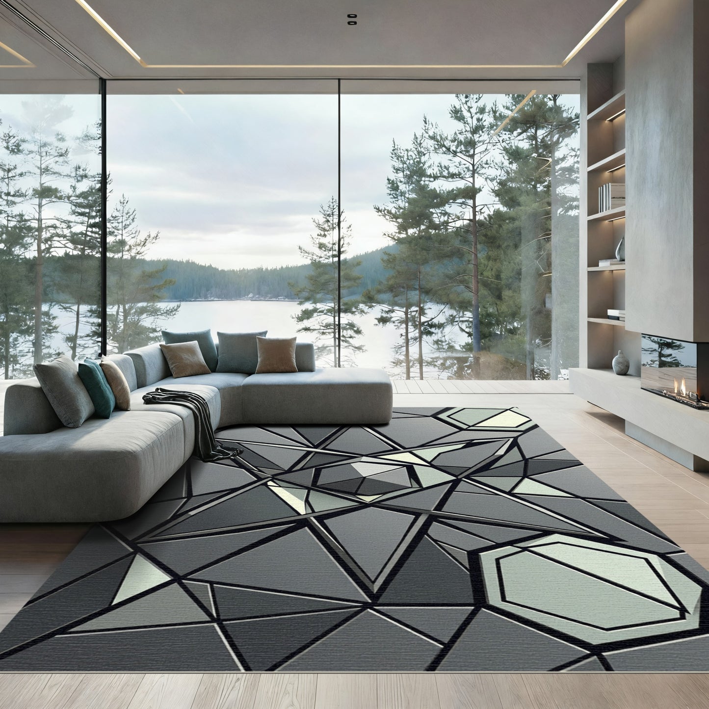 Monochromatic Geometric Facet Array Rug