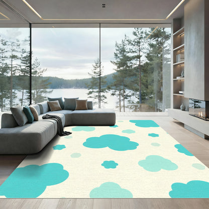 Sky Blue Clouds Cream Composition Rug