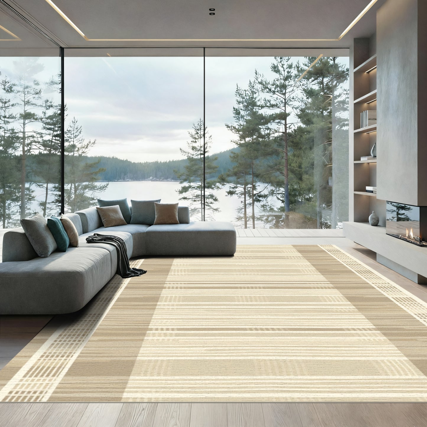 Earthy Tone Vertical Striped Rug