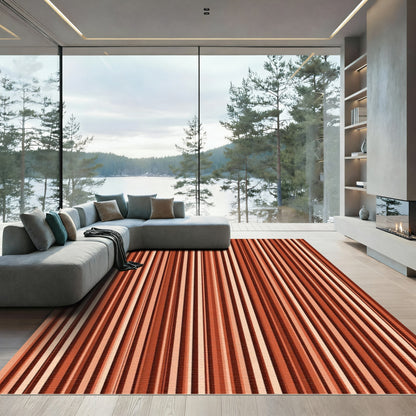 Warm Earth Tone Vertical Stripe Rug