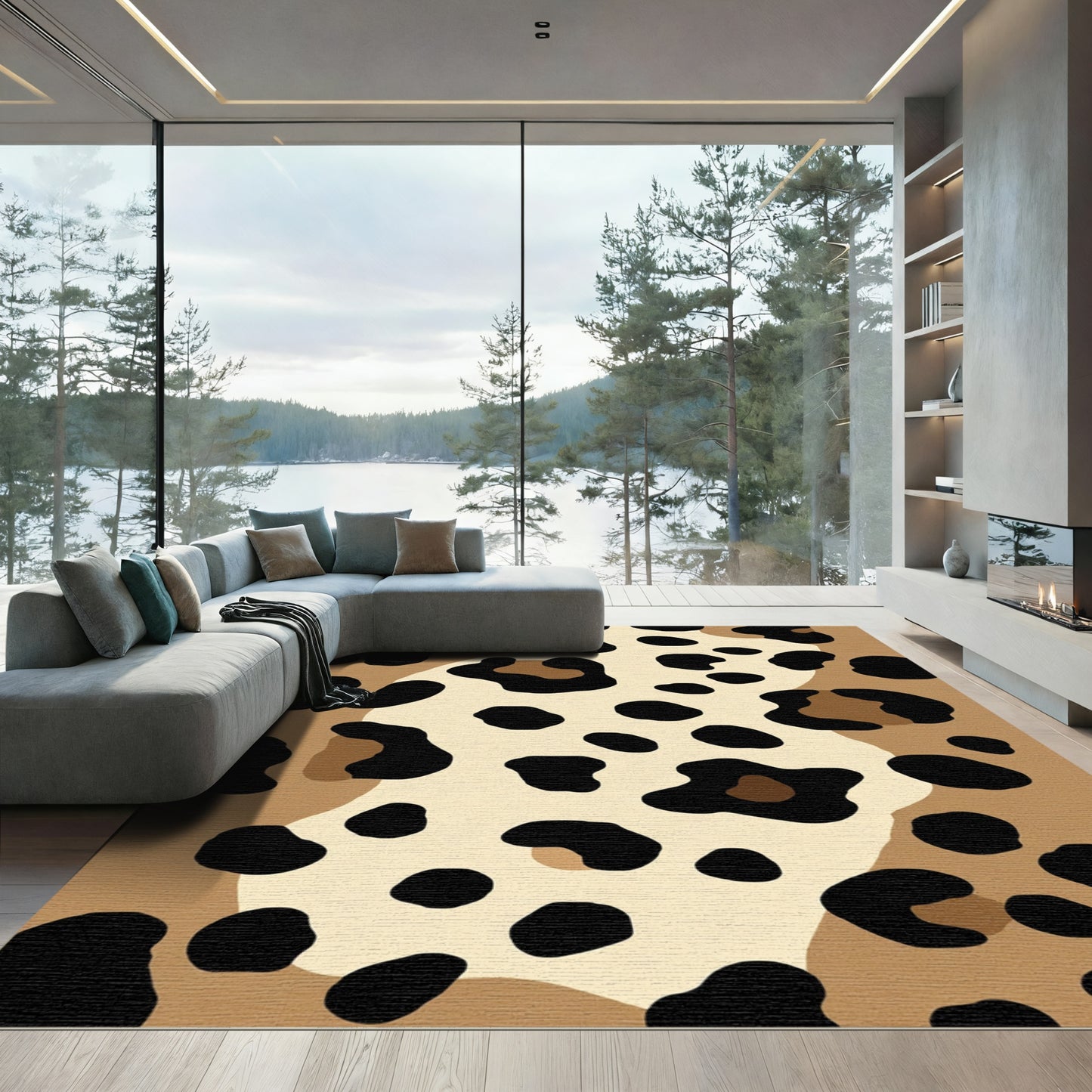 Earthy Leopard Spot Abstract Rug