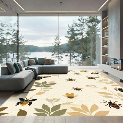 Golden Bee And Butterfly Botanical Rug