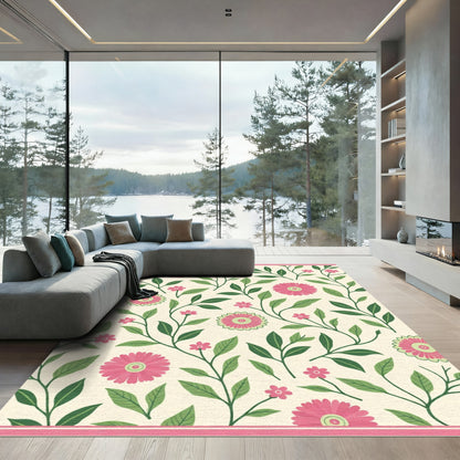 Pink Daisy Botanical Vine Rug