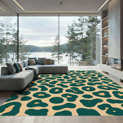 Emerald Leopard Spots Background Rug