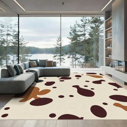 Spotted Brown Cream Abstract Blobs Rug