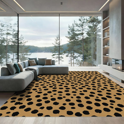 Brown Black Spotted Animal Print Rug