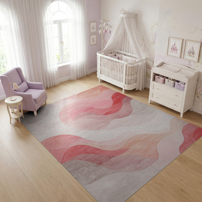 Modern Wavy Blush Tones Rug