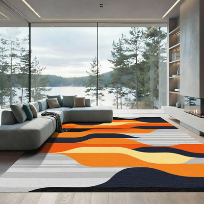 Vibrant Orange Wave Layers Rug