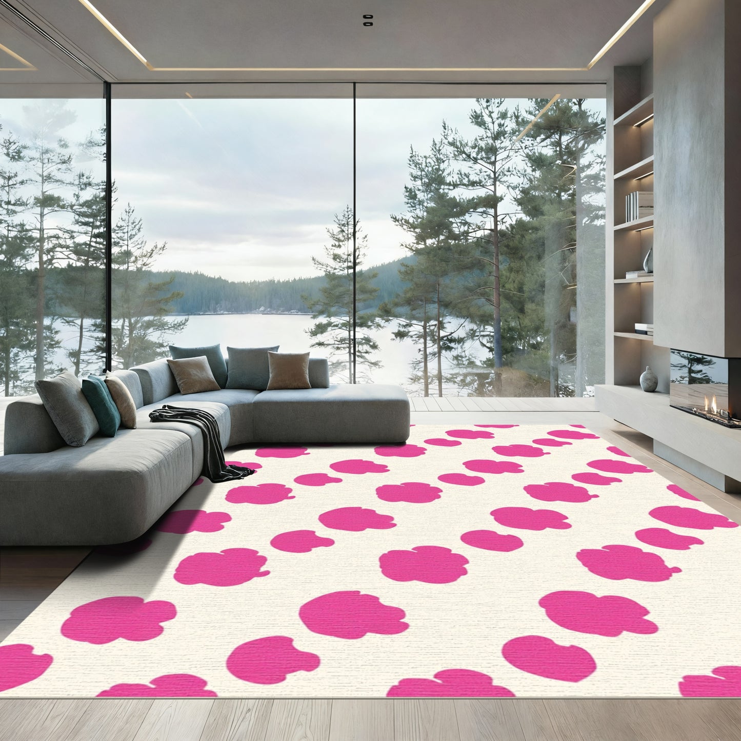 Bright Pink Blob Scatter Diamond Rug