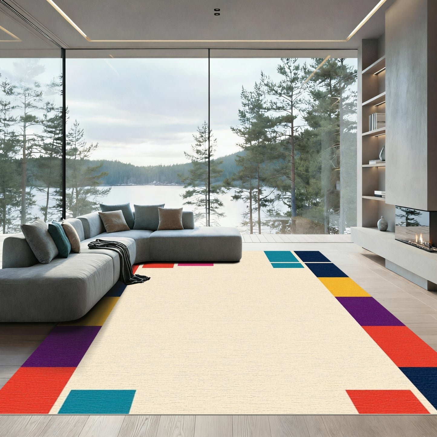 Bold Color Block Geometric Rug