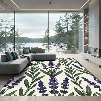 Botanical Purple Lavender Sprig Arrangement Rug