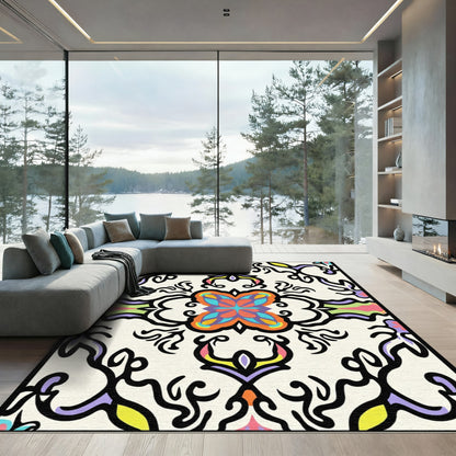Vibrant Colorful Floral Medallion Rug