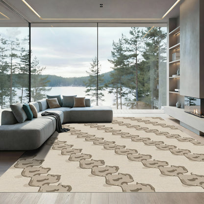 Neutral Taupe Abstract Cloud Formation Rug