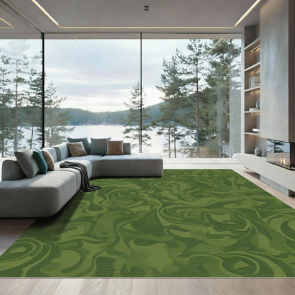Forest Green Swirl Texture Rug