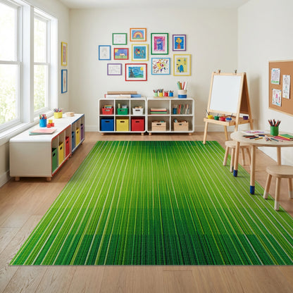 Vibrant Green Vertical Gradient Stripes Rug