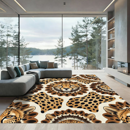 Exotic Cheetah Mane Leopard Spots Rug