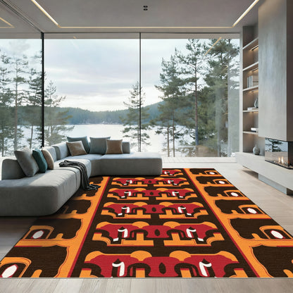 Bold Red Orange Arch Gate Rug