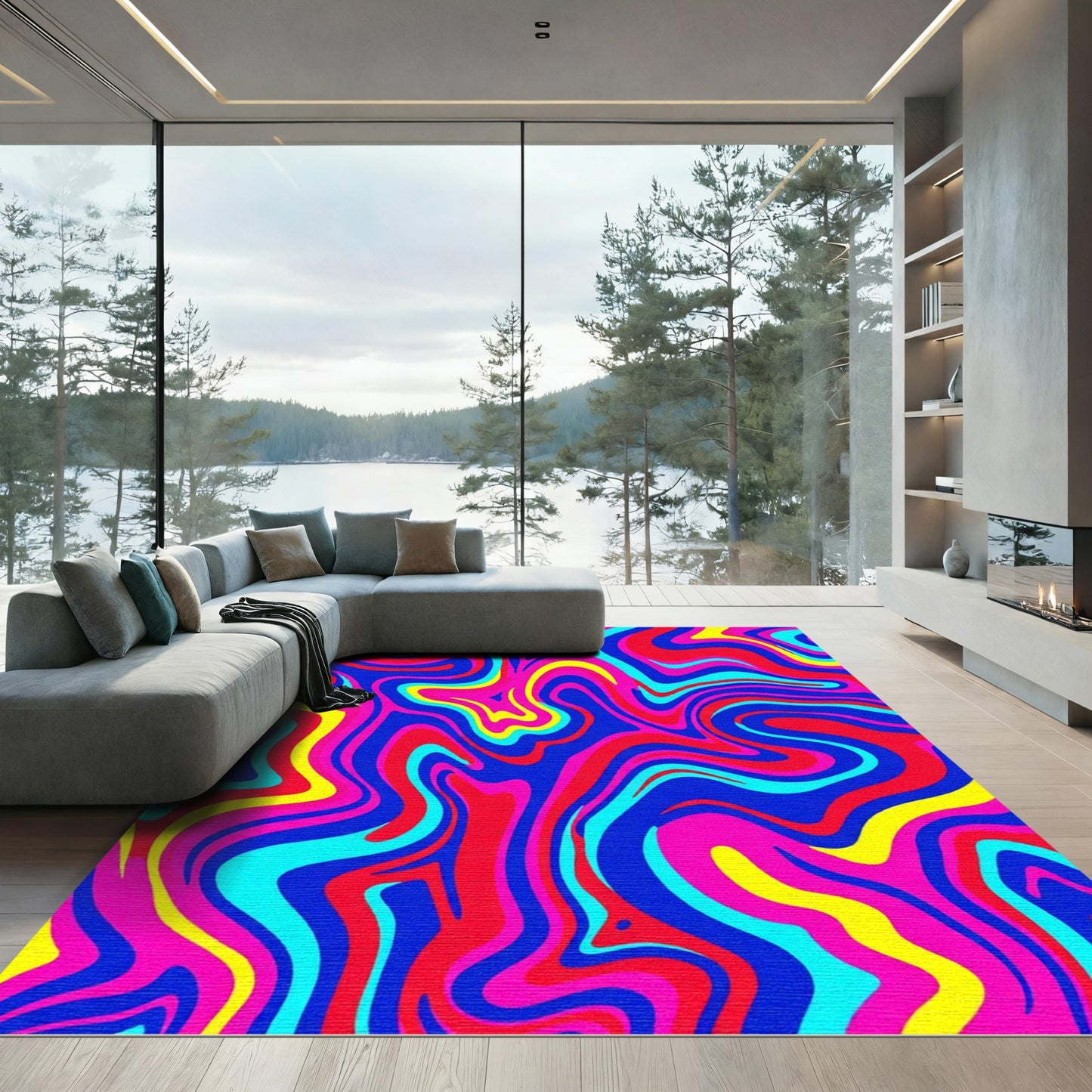 Electric Swirls Bright Abstract Colors Rug