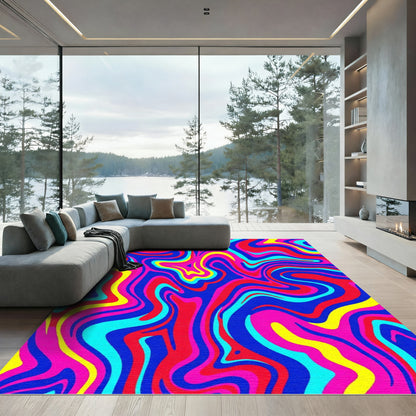 Electric Swirls Bright Abstract Colors Rug