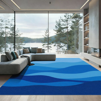 Ocean Wave Abstract Blue Rug