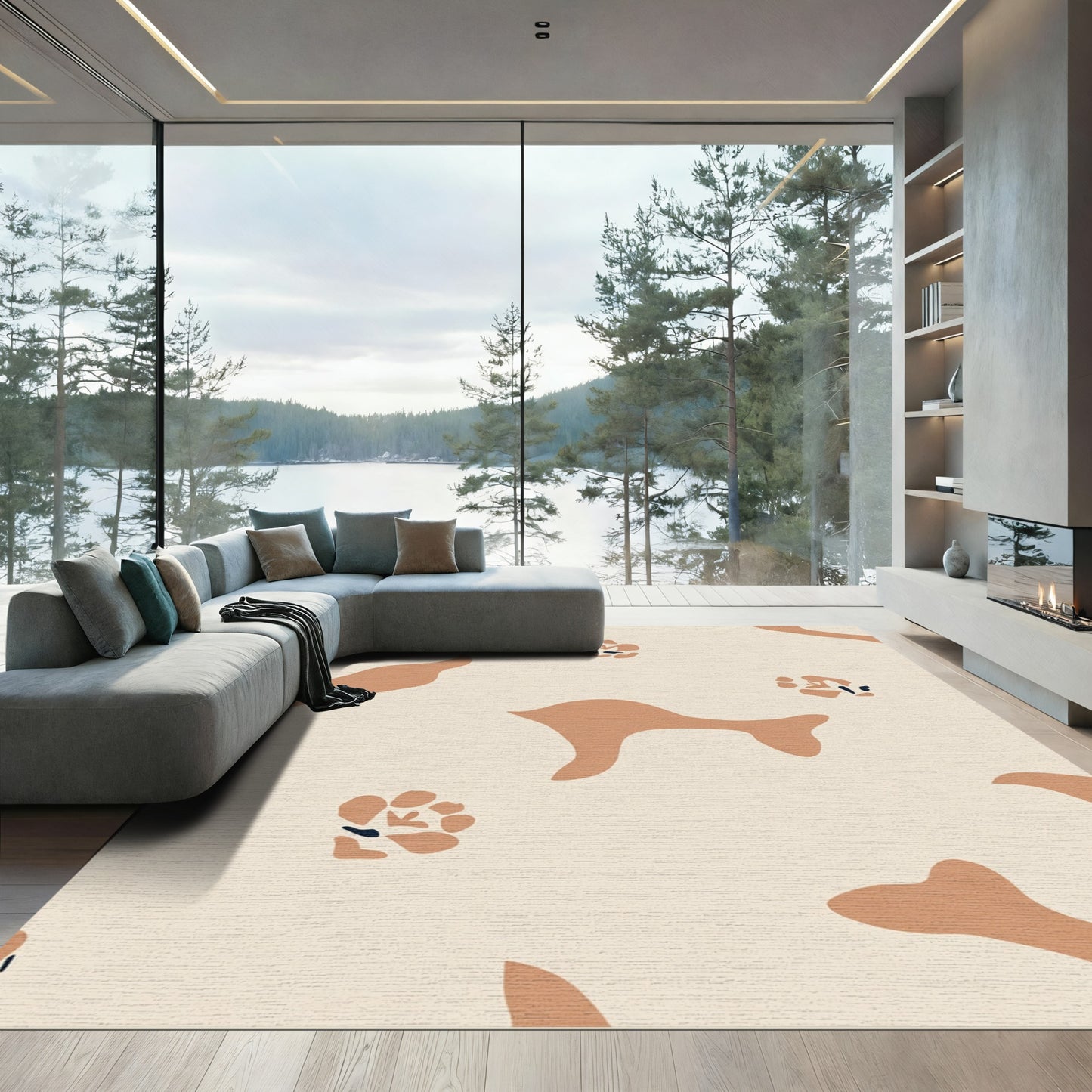 Terra Cotta Organic Abstract Floral Rug