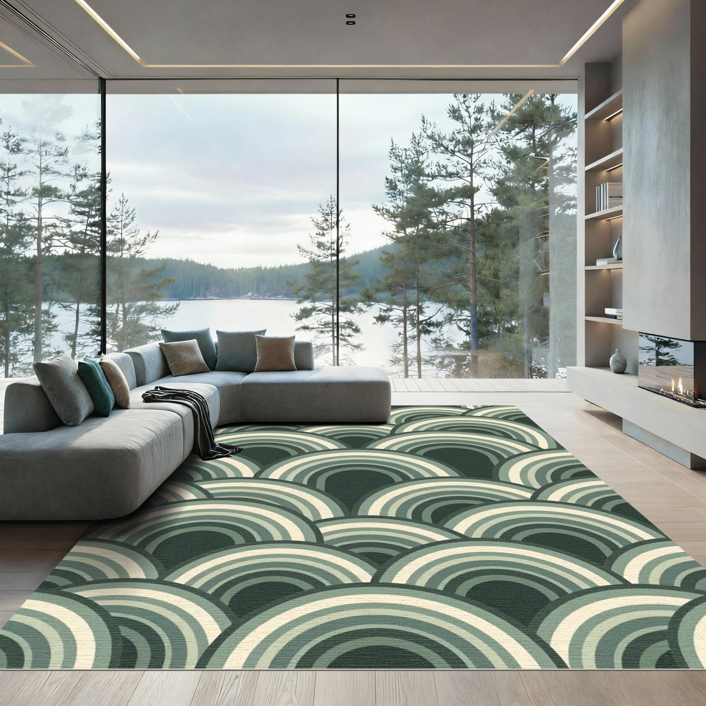 Arco Iris Green Arc Pattern Rug