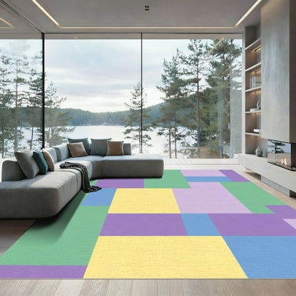 Pastel Geometric Blocks Rug