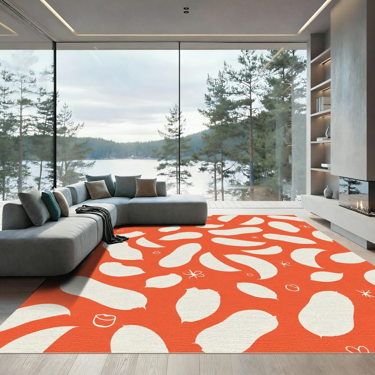 Coral Cream Blob Scatter Rug