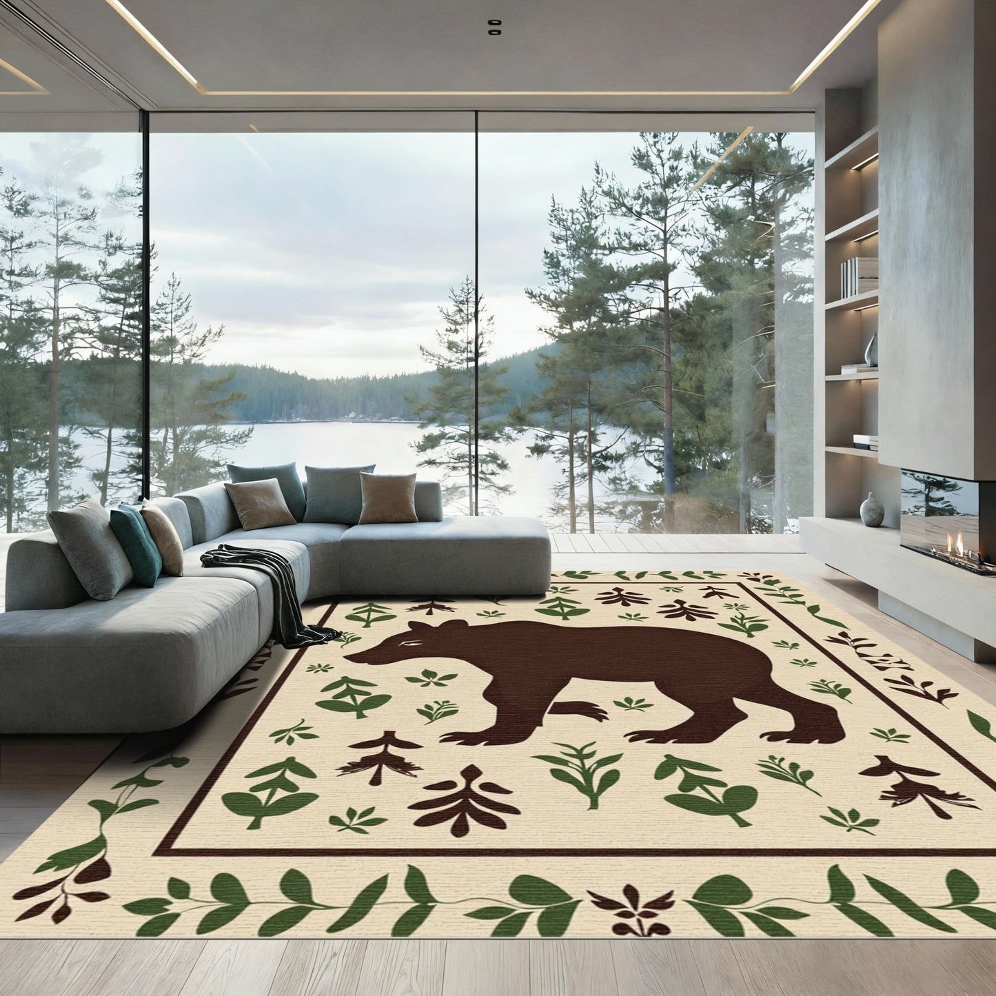 Brown Bear Folk Forest Charm Rug