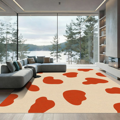 Crimson Blobs Contemporary Organic Rug