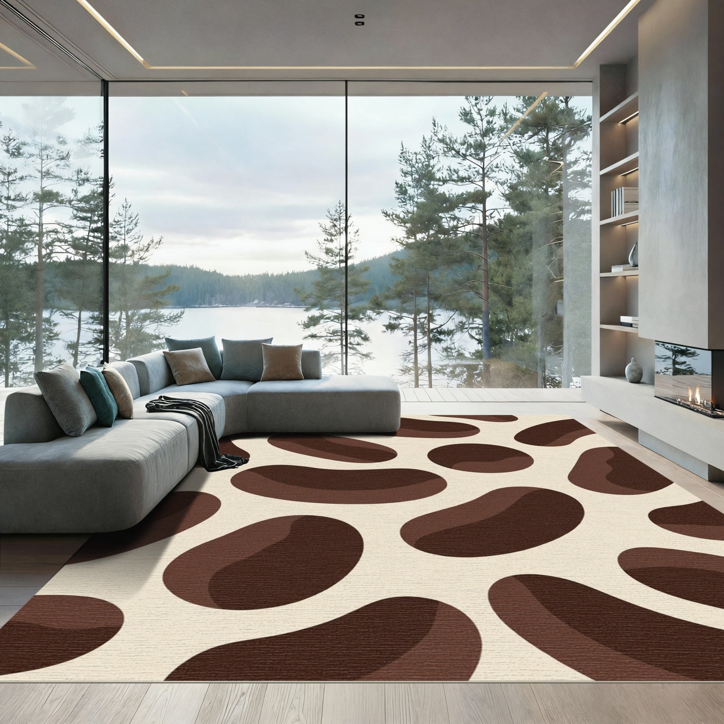 Brown Coffee Bean Gradient Shapes Rug